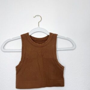 Aerie offline cropped, heavy ribbed brown tank top
